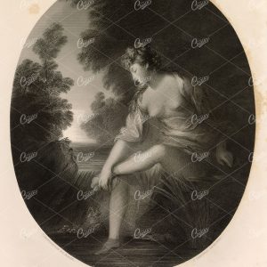 ANTIQUE 1853 Engraving - Musidora from the Vernon Gallery Picture