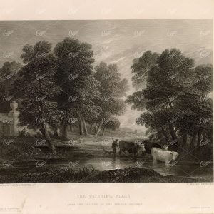ANTIQUE 1853 Engraving - The Watering Place from Vernon Gallery Picture