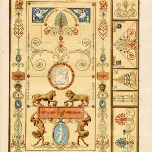 19TH CENTURY Wall and Ceiling Painting Decorative Designs - Antique Print