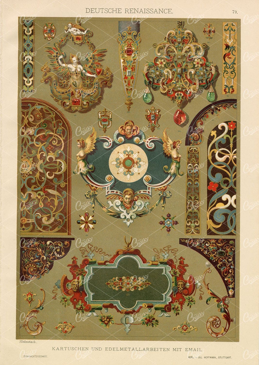 CARTRIDGES and Precious Metal Work - Dutch Renaissance 1887 Print