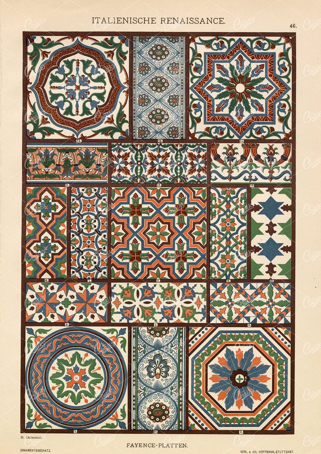 ITALIAN Renaissance Faience Plates Decorative 1887 Antique Print