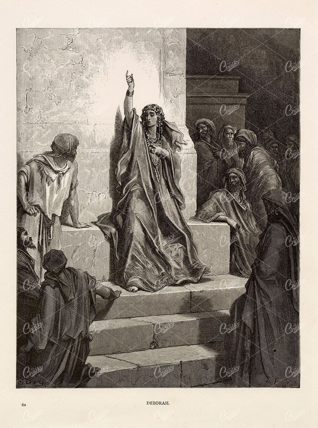 BIBLICAL Artwork by Gustave Dore "Deborah" - 1891 Original Lithograph