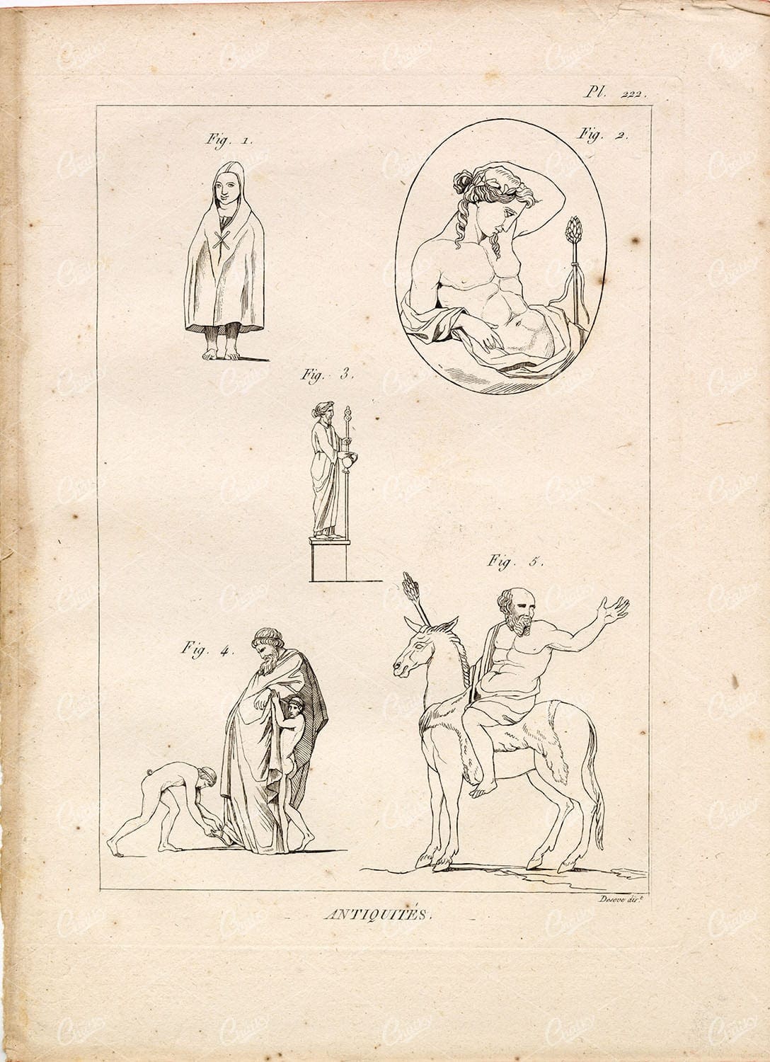 MYTHOLOGY God Telesphorus Bacchus & Silenus on Horse - 1804 Antique Print