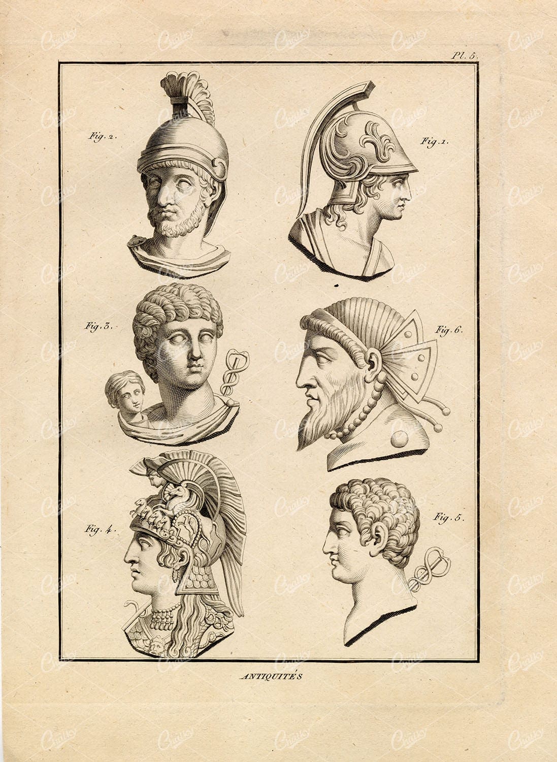 ROMAN & GREEK Gods Mars Mercury Morpheus Pallas - 1804 Copperplate Print
