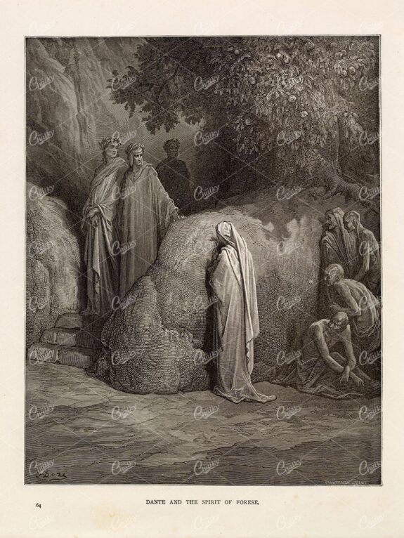 DANTE and the Spirit of the Forese - Gustave Dore 1891 Lithograph Print