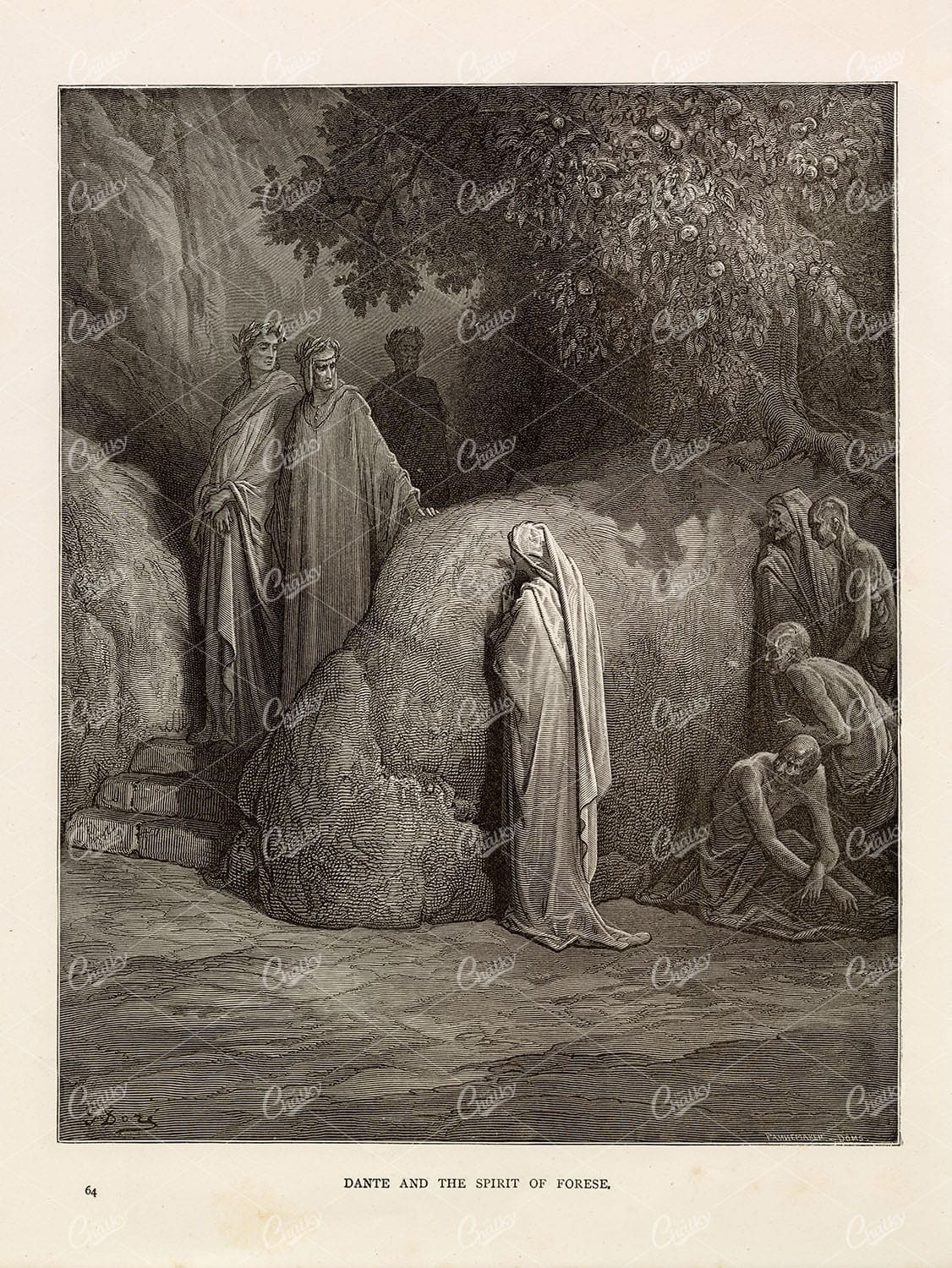 DANTE and the Spirit of the Forese - Gustave Dore 1891 Lithograph Print