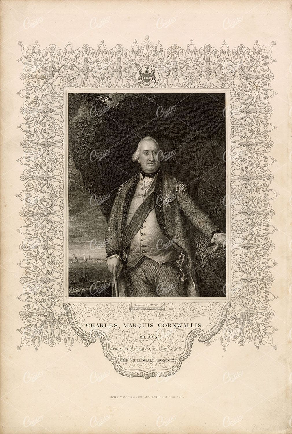 TALLIS (Pub) 1853 Antique Portrait Print. Charles, Marquis Cornwallis