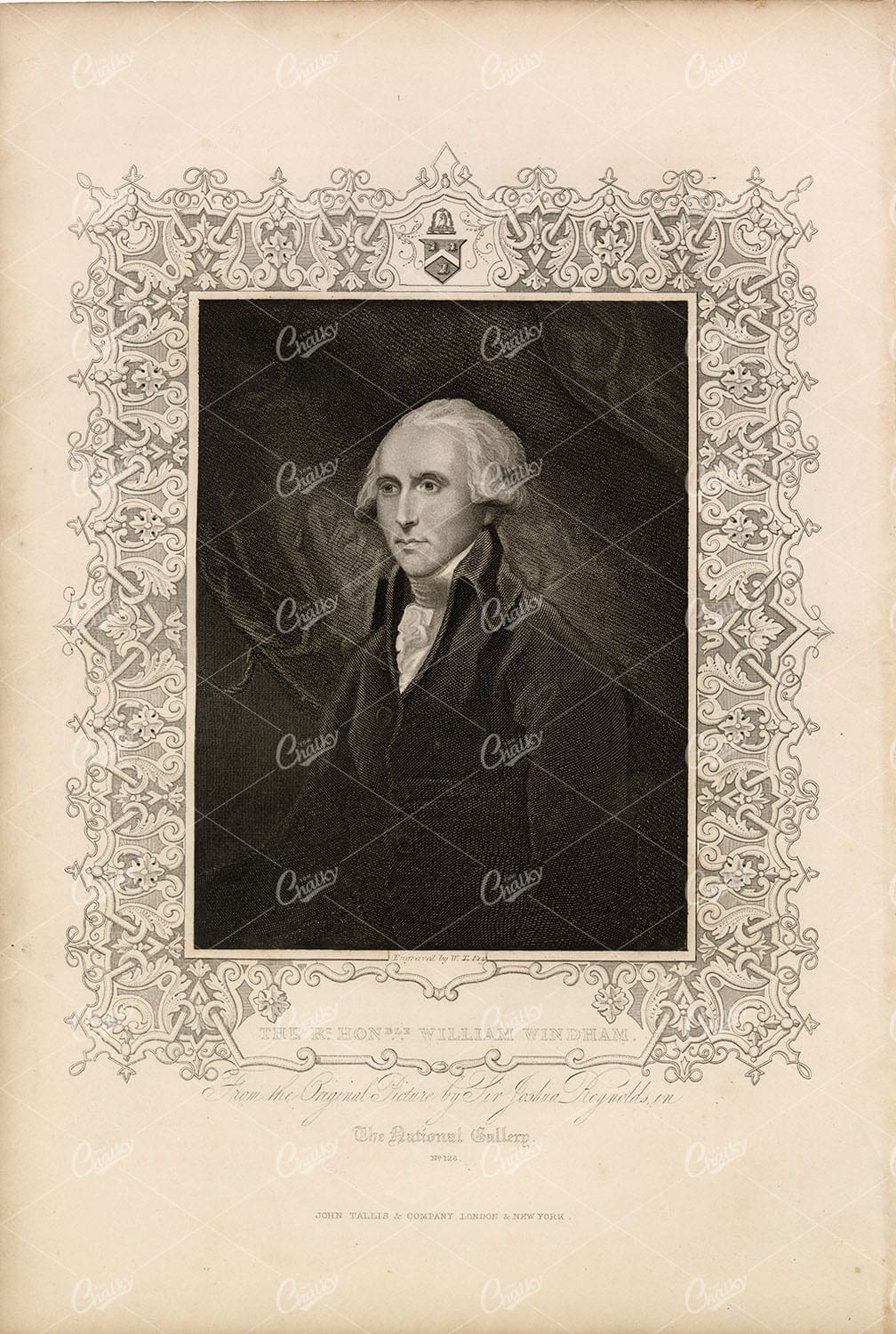TALLIS (Pub) 1853 Antique Portrait Print. William Windham