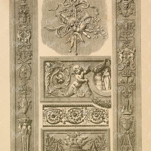 18TH Century - Painted and Sculpted Decorations - 1889 Antique Print
