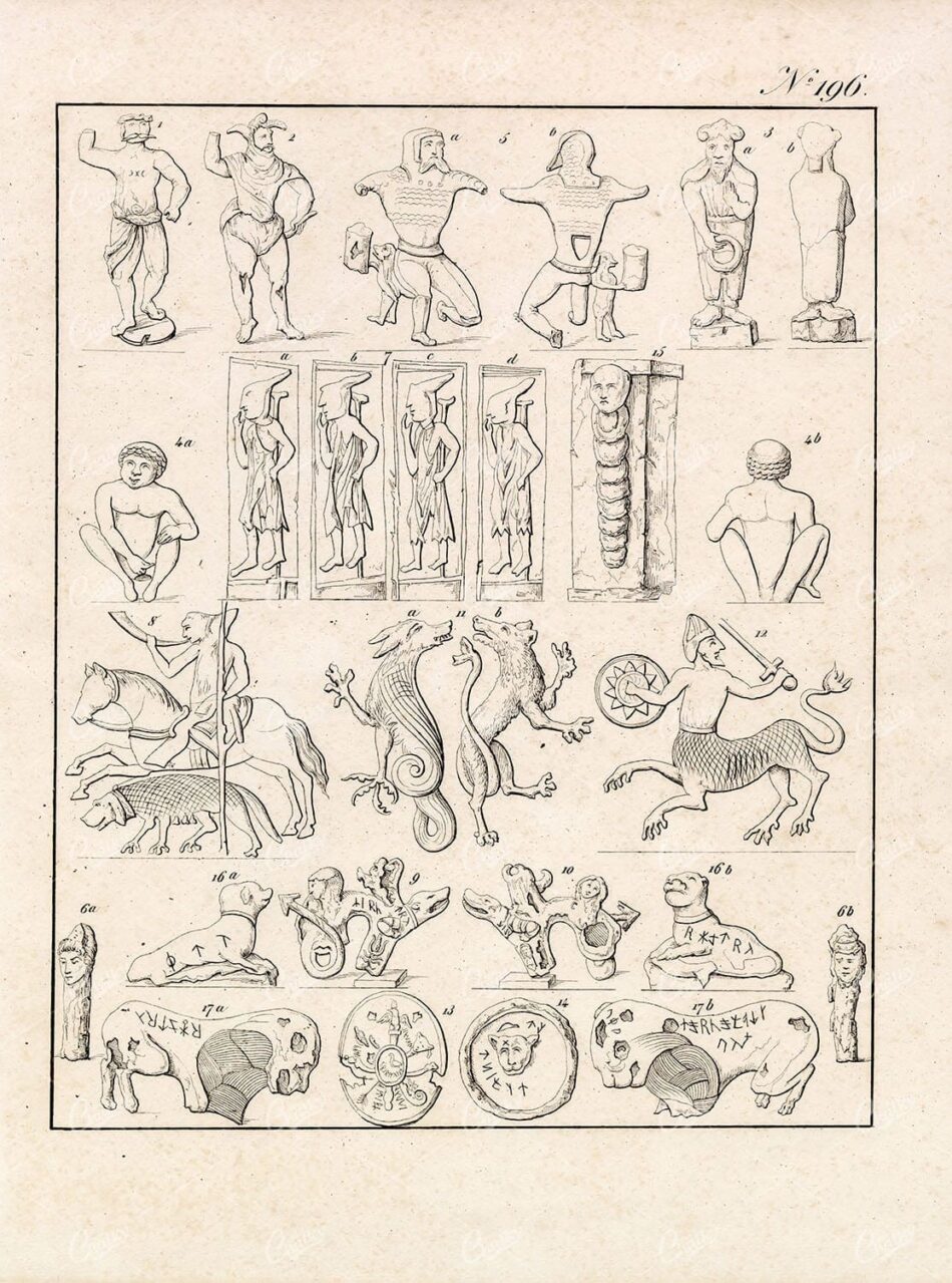 NORDIC Mythology Silesia German Slavic Dragons - 1828 Antique Print