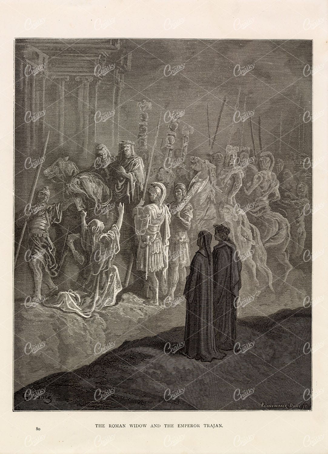 ROMAN Widow and the Emperor Trajan - Gustave Dore Lithograph 1891