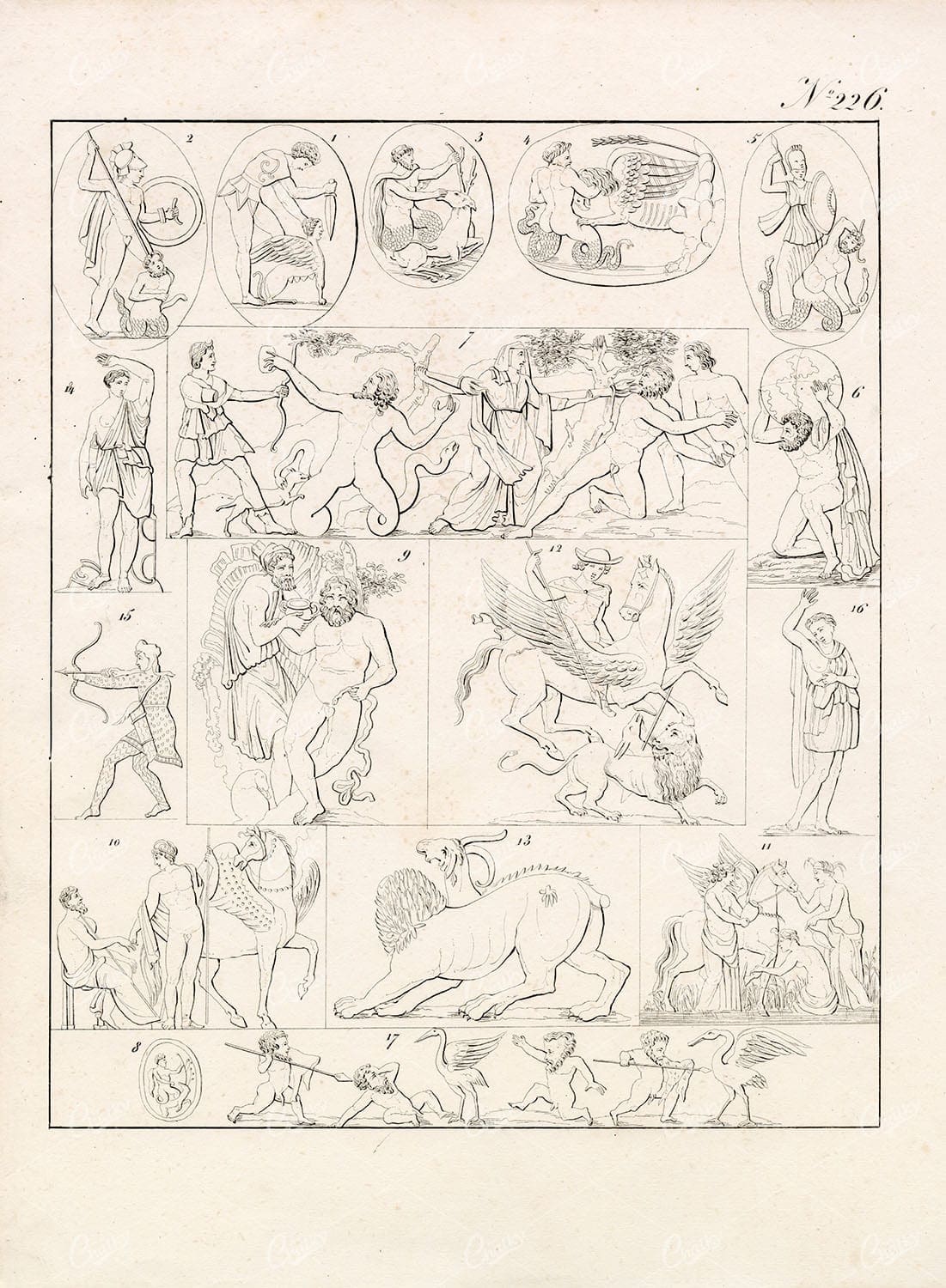 MYTHOLOGY Greek Roman Gods Chymera Amazons - 1828 Antique Print