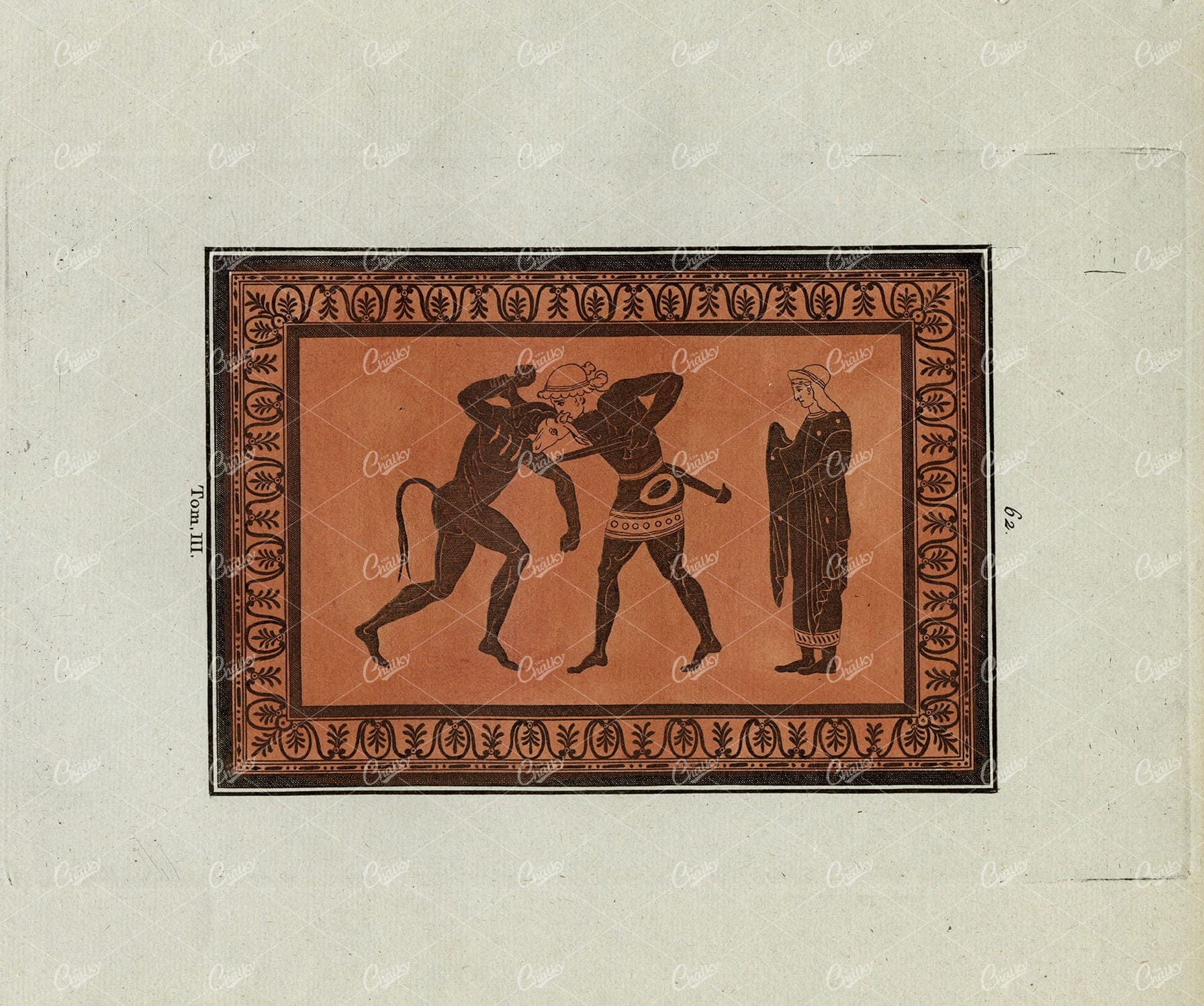 Art Etrusque Decoration Combat the Devin Hélènus Hamilton Engraving 1785
