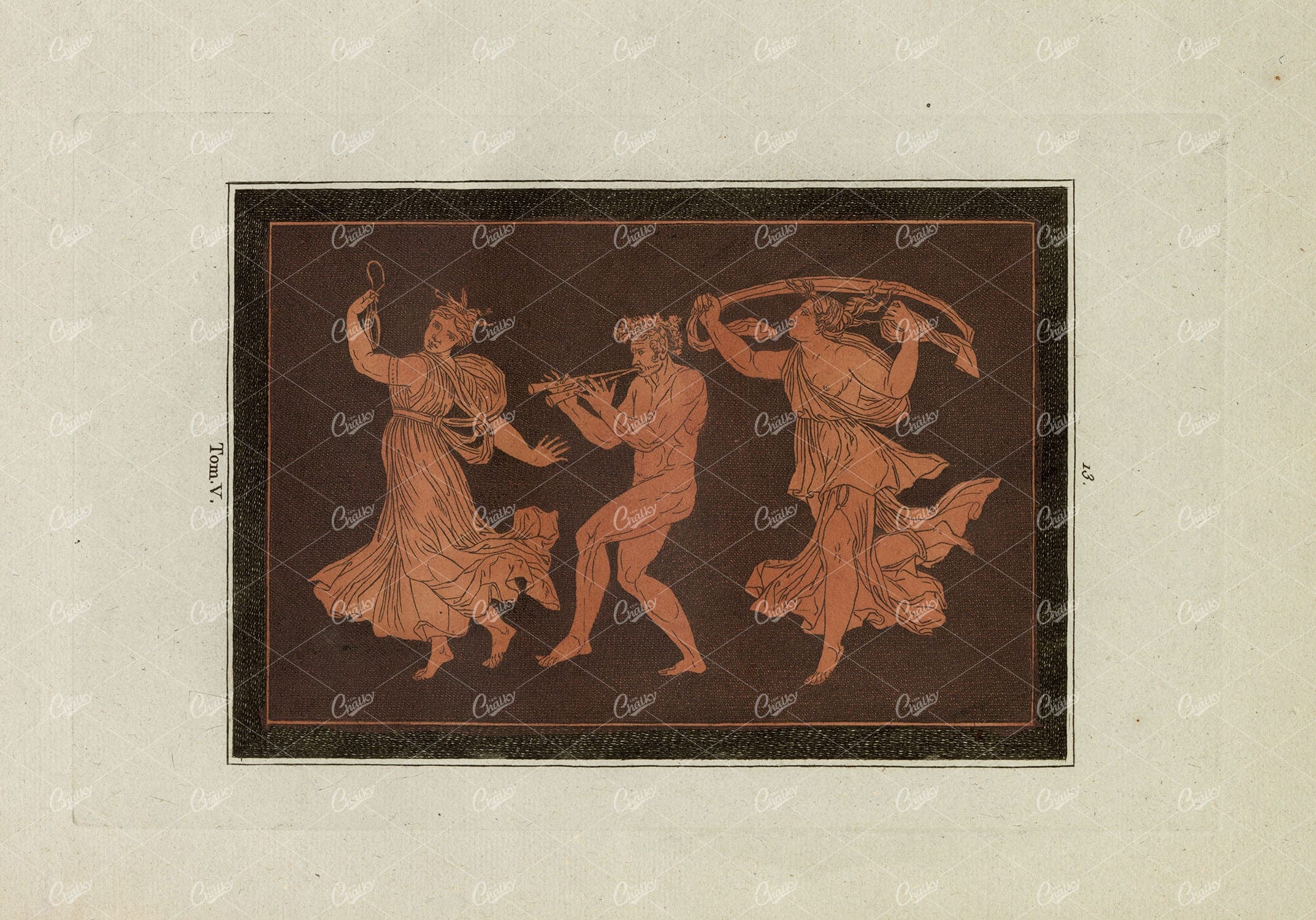 ETRUSCAN Decoration Musician and Dancers Hamilton Engraving 1785