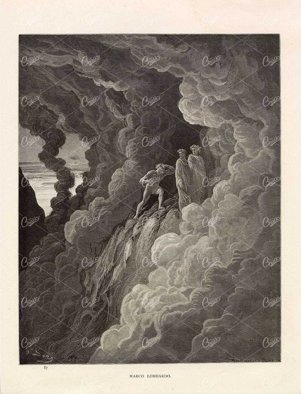 ANTIQUE Bible Print - Marco Lombardo - 1891 Gustave Dore Lithograph