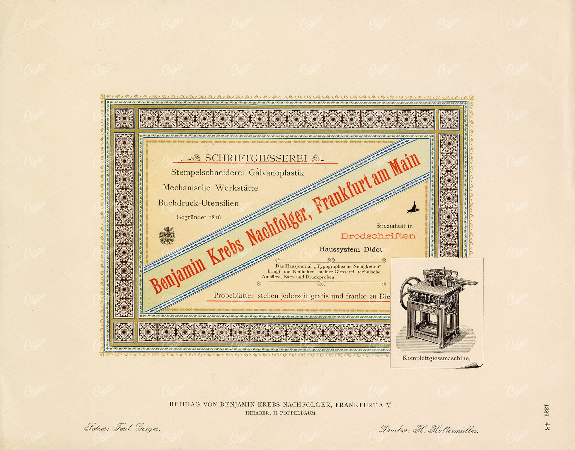 DECORATIVE Print Example with Typography 1889 Graphic Pattern Exchange