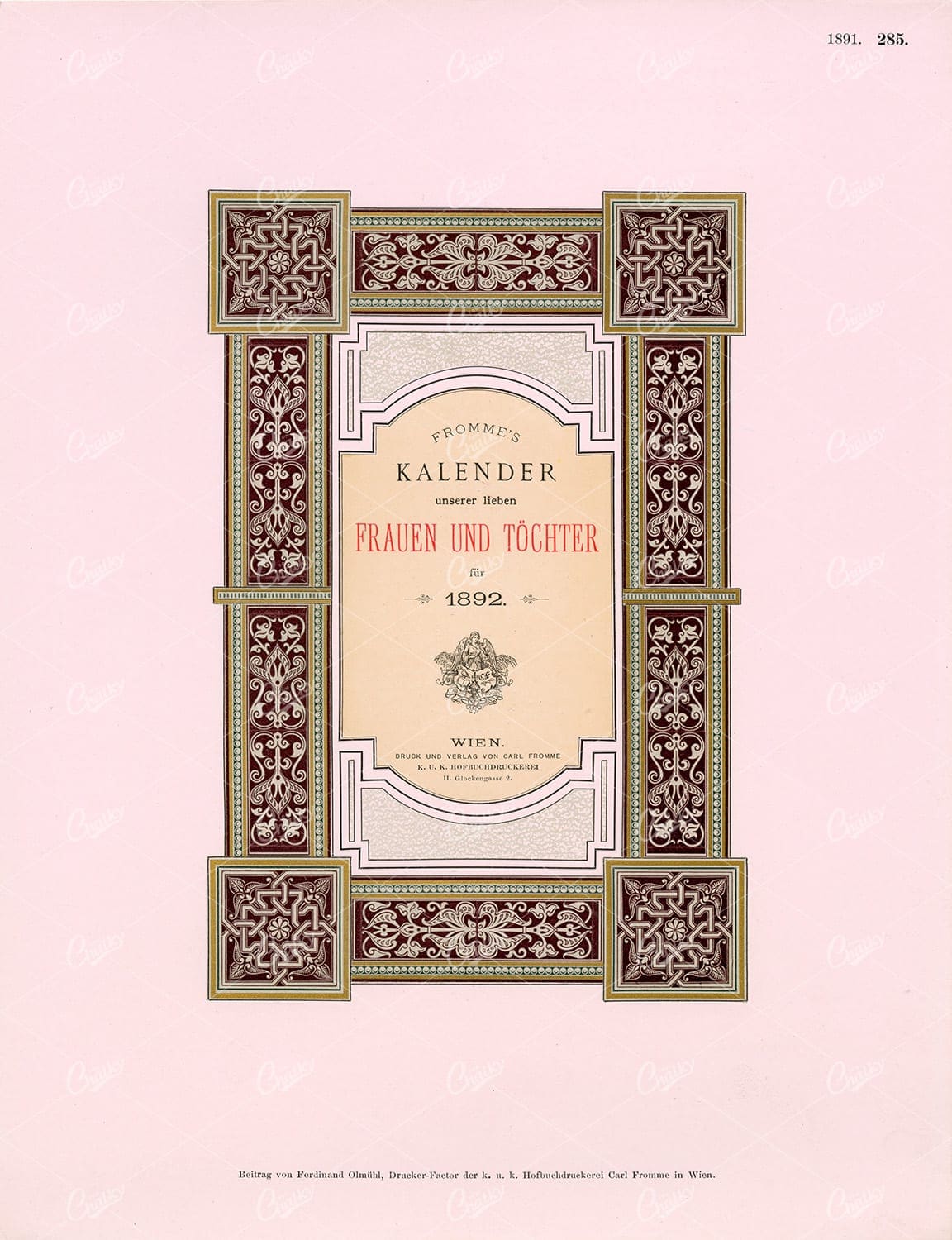 DECORATIVE Print Example with Typography 1891 Graphic Pattern Exchange