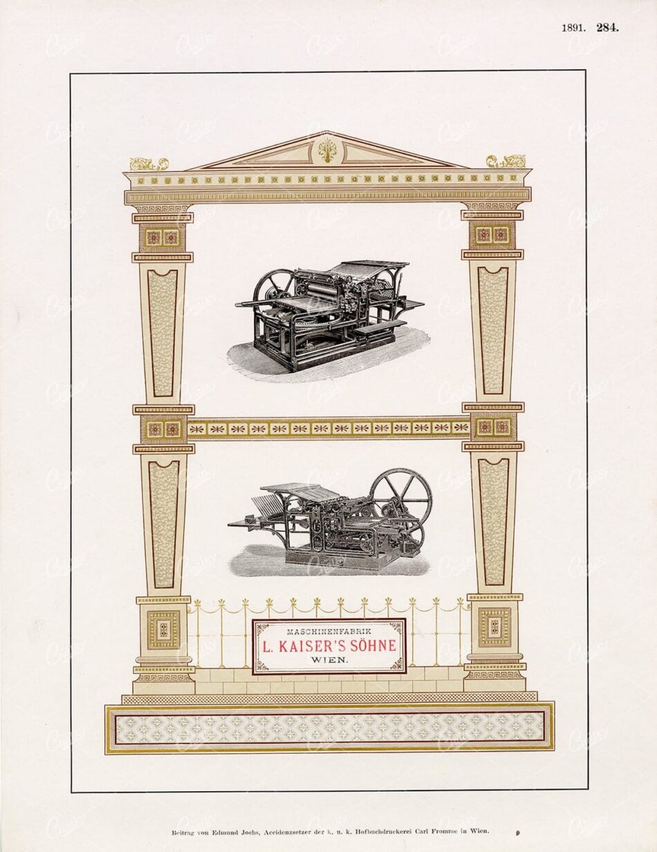 DECORATIVE Print Presses with Border 1891 Graphic Pattern Exchange
