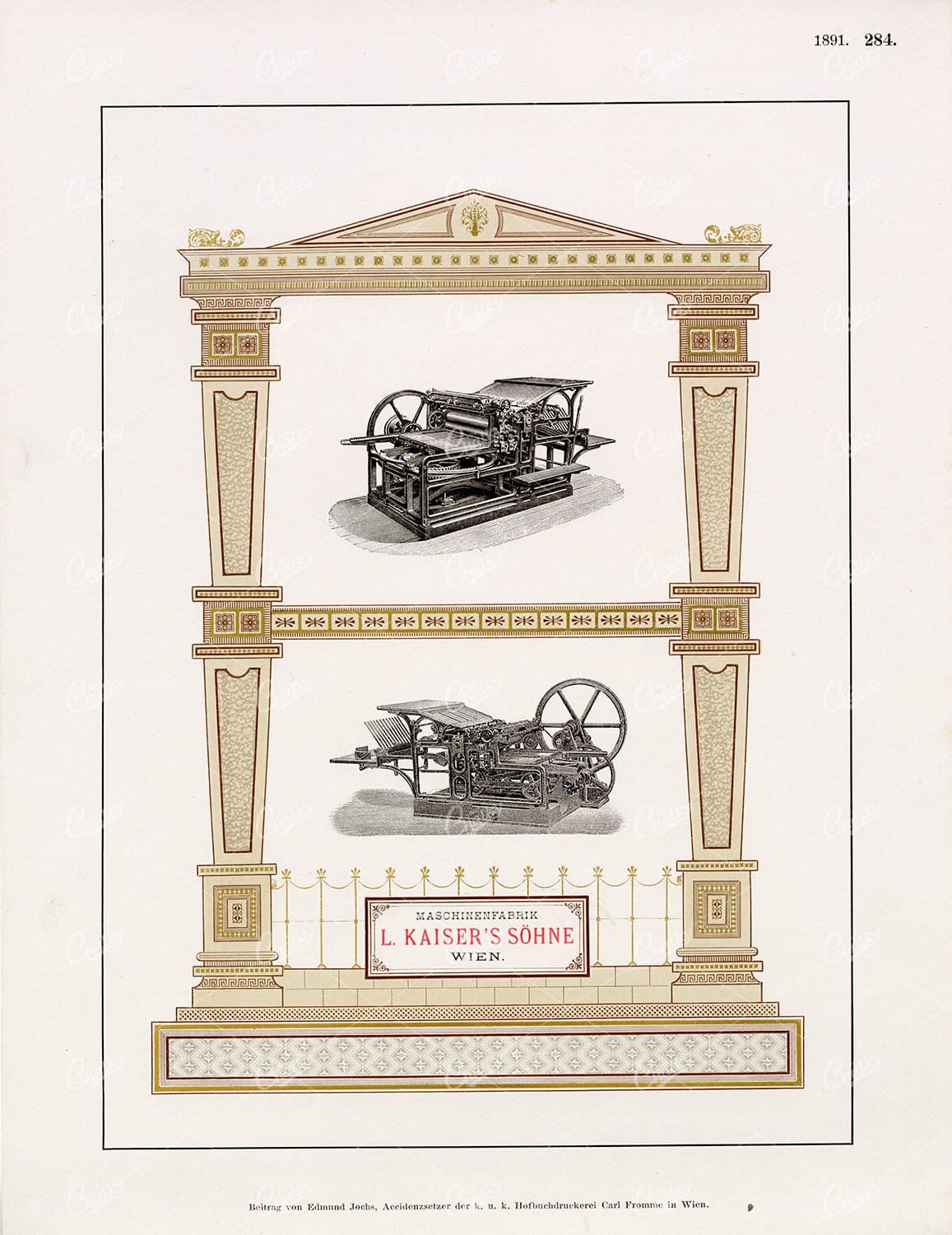 DECORATIVE Print Presses with Border 1891 Graphic Pattern Exchange