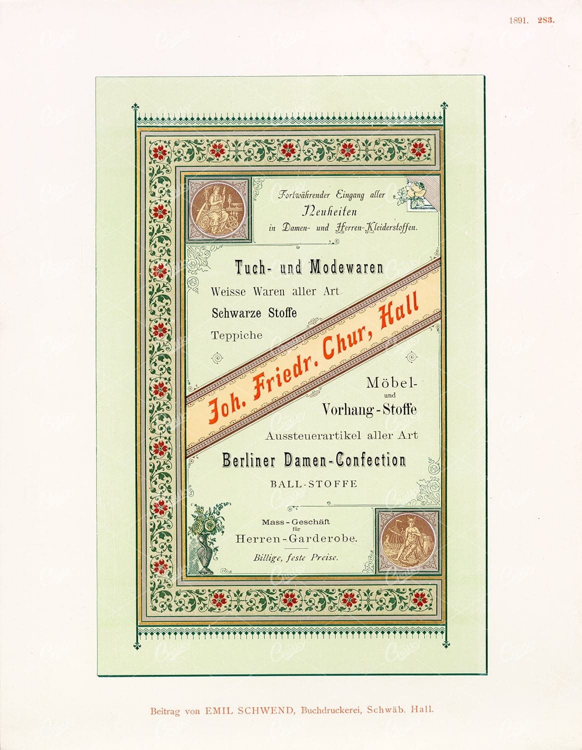 DECORATIVE Print Example with Typography 1891 Graphic Pattern Exchange