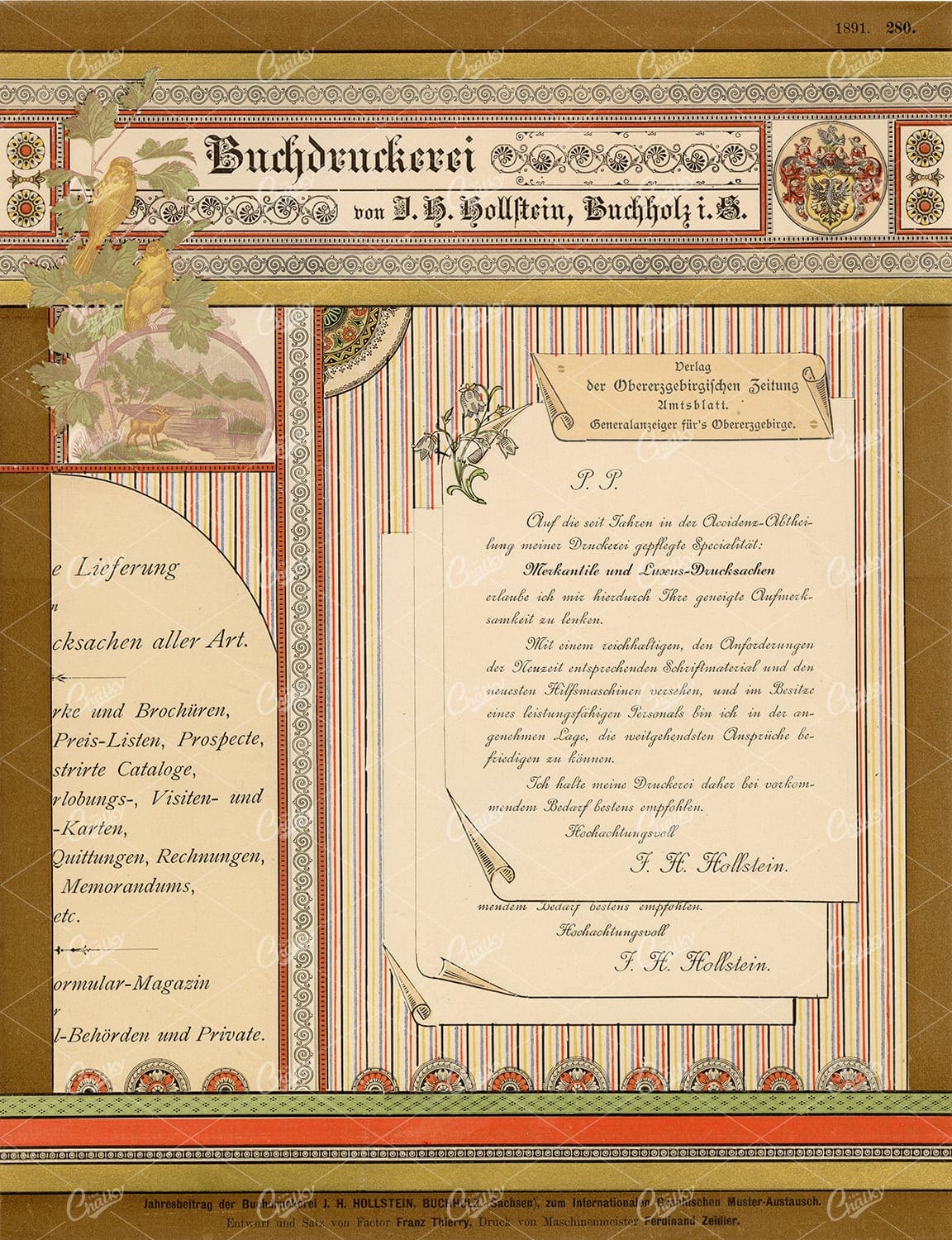 DECORATIVE Print Example with Typography 1890 Graphic Pattern Exchange