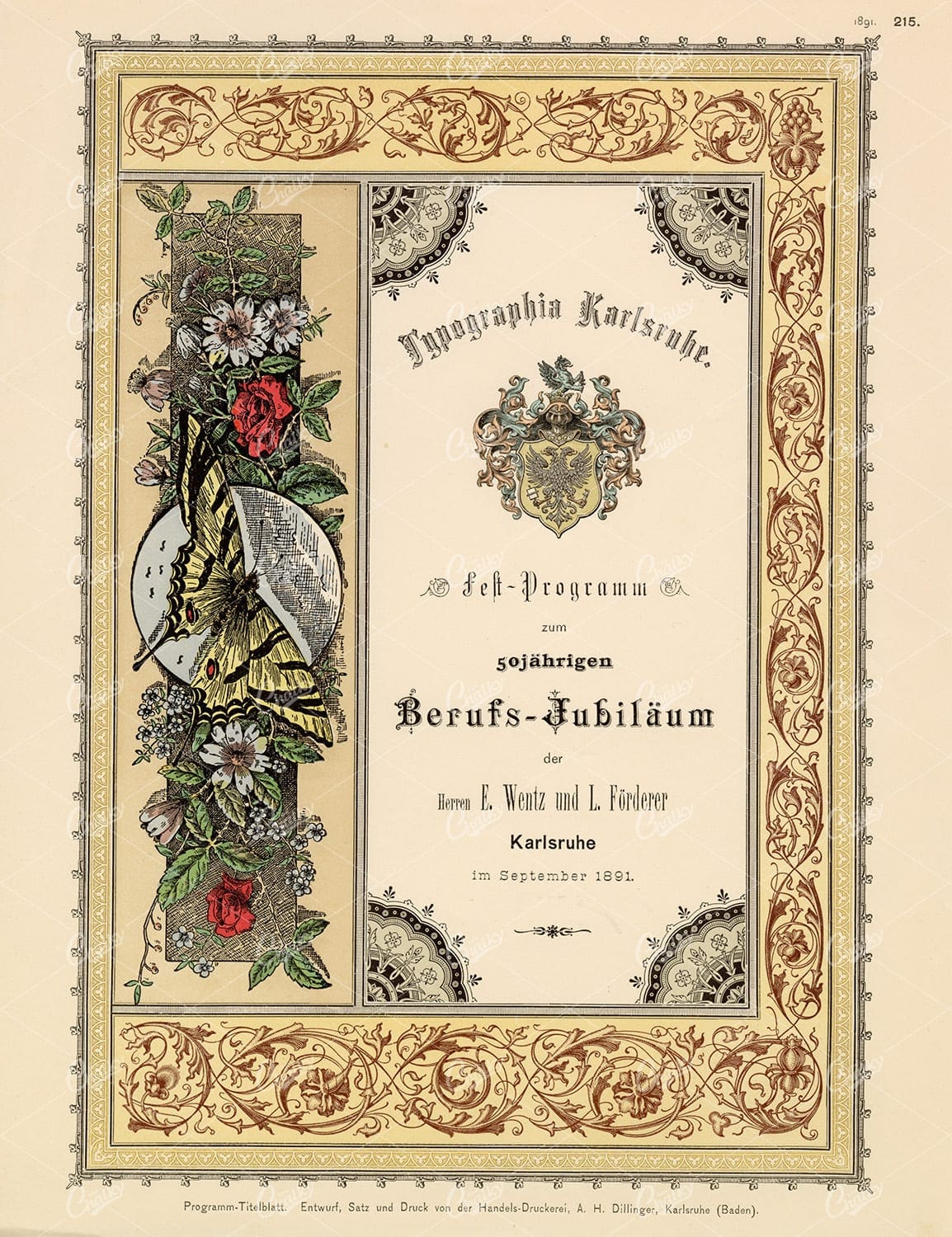 DECORATIVE Floral Butterfly Print Design 1891 Graphic Pattern Exchange