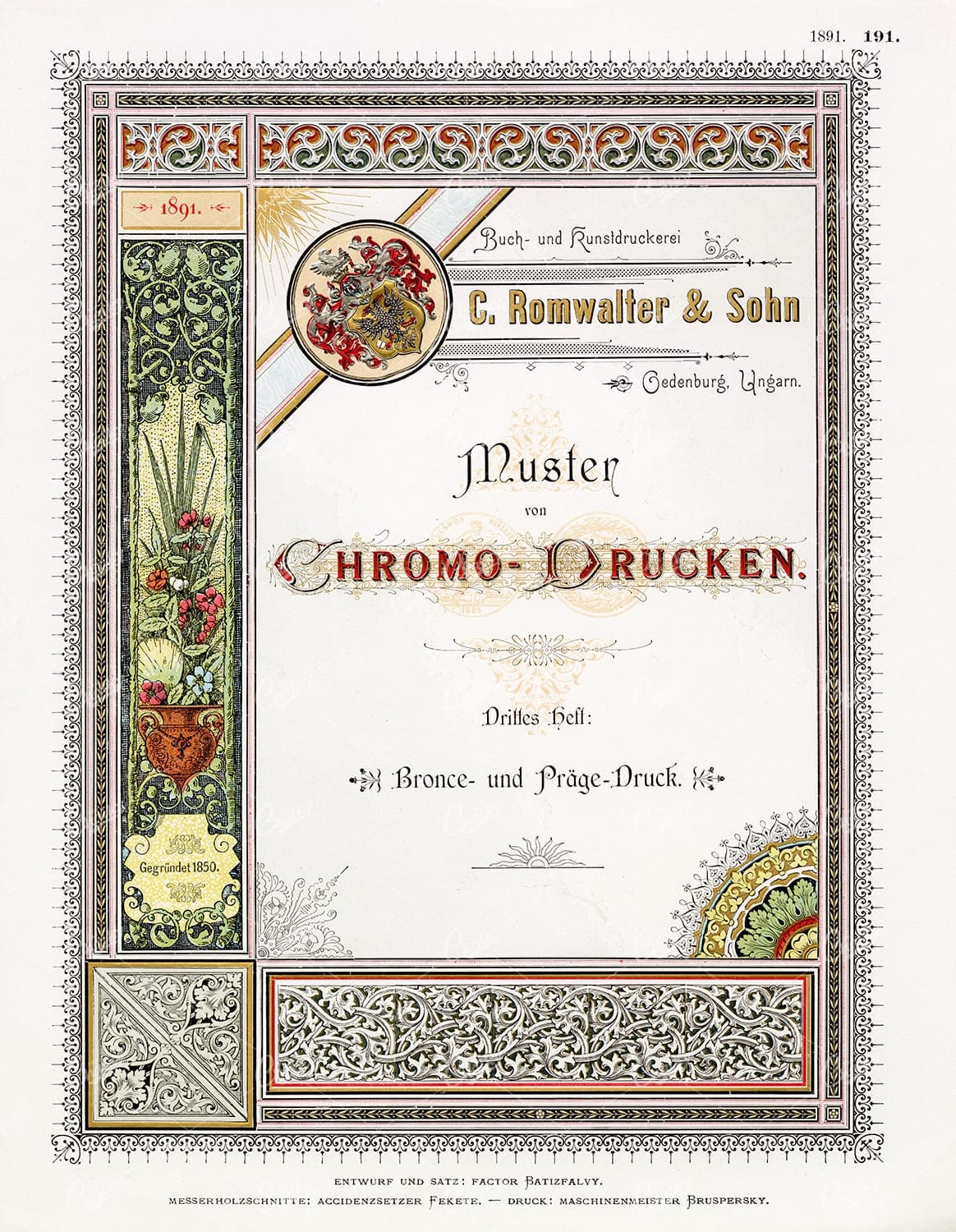 ANTIQUE Ornate Type and Print Design 1891 Graphic Pattern Exchange