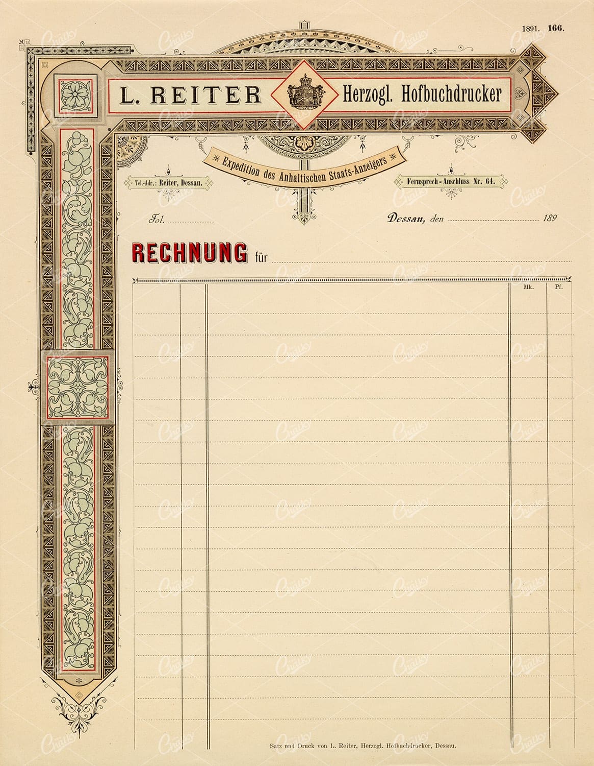 ANTIQUE Decorative Invoice Letterhead 1891 Graphic Pattern Exchange