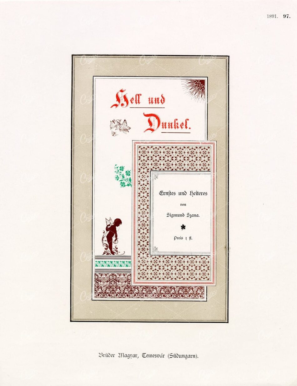 German Book Cover Design With Cherub And Ornamental Borders