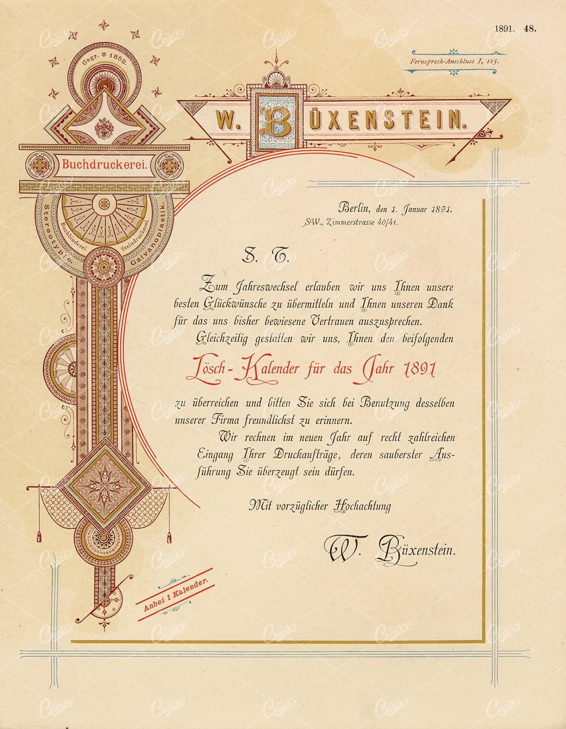ANTIQUE Original Decorative Letter Head Graphic Design 1891