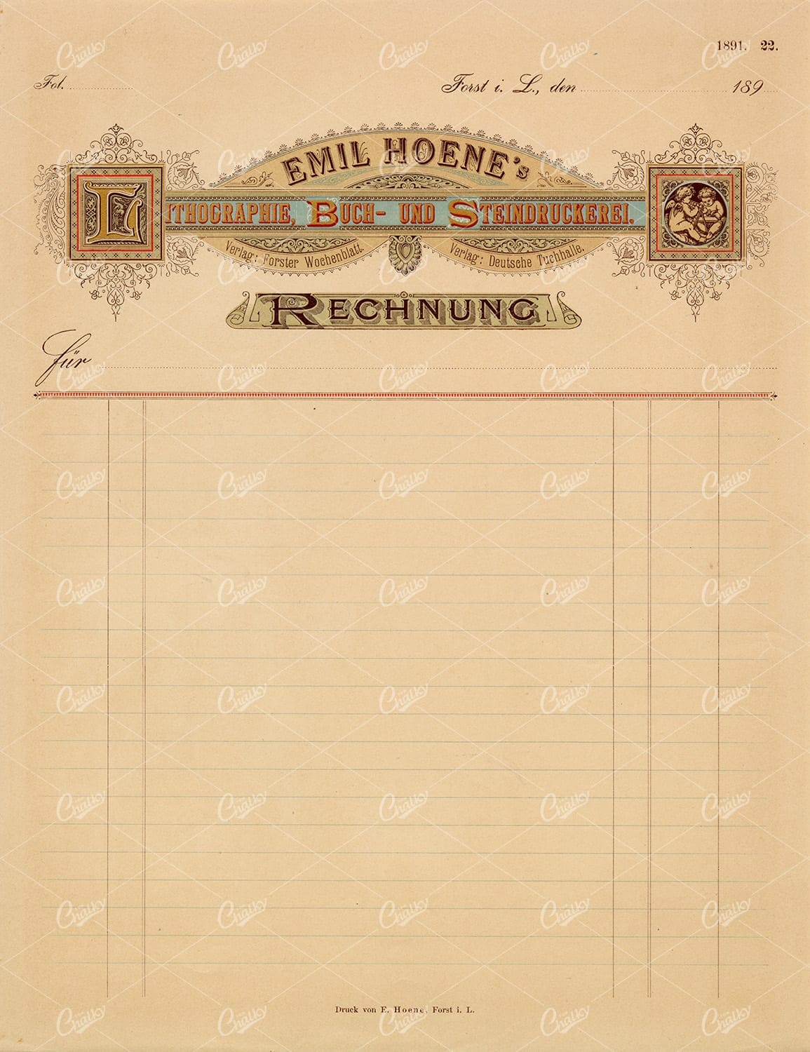 ORIGINAL Antique Invoice Letter Head Graphic Design 1891