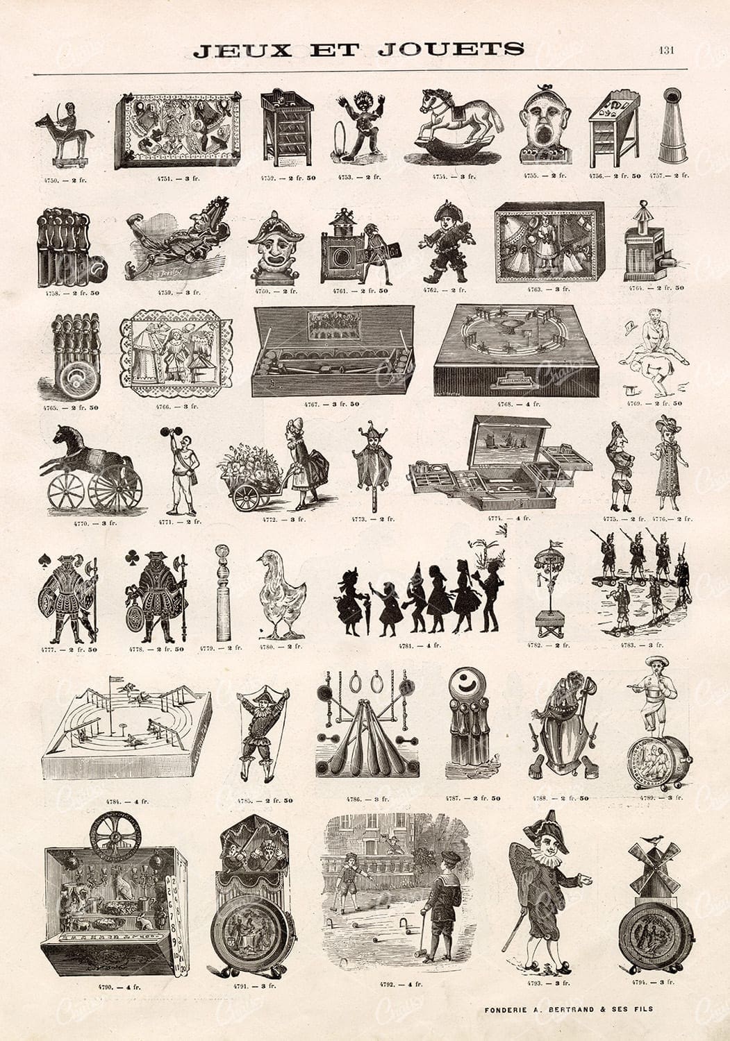 VIGNETTE Illustrations Related to Games and Toys - Vintage Artwork