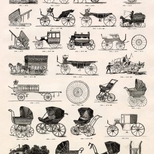 VINTAGE Pushchair / Chariot Illustrations - Antique Stock Art