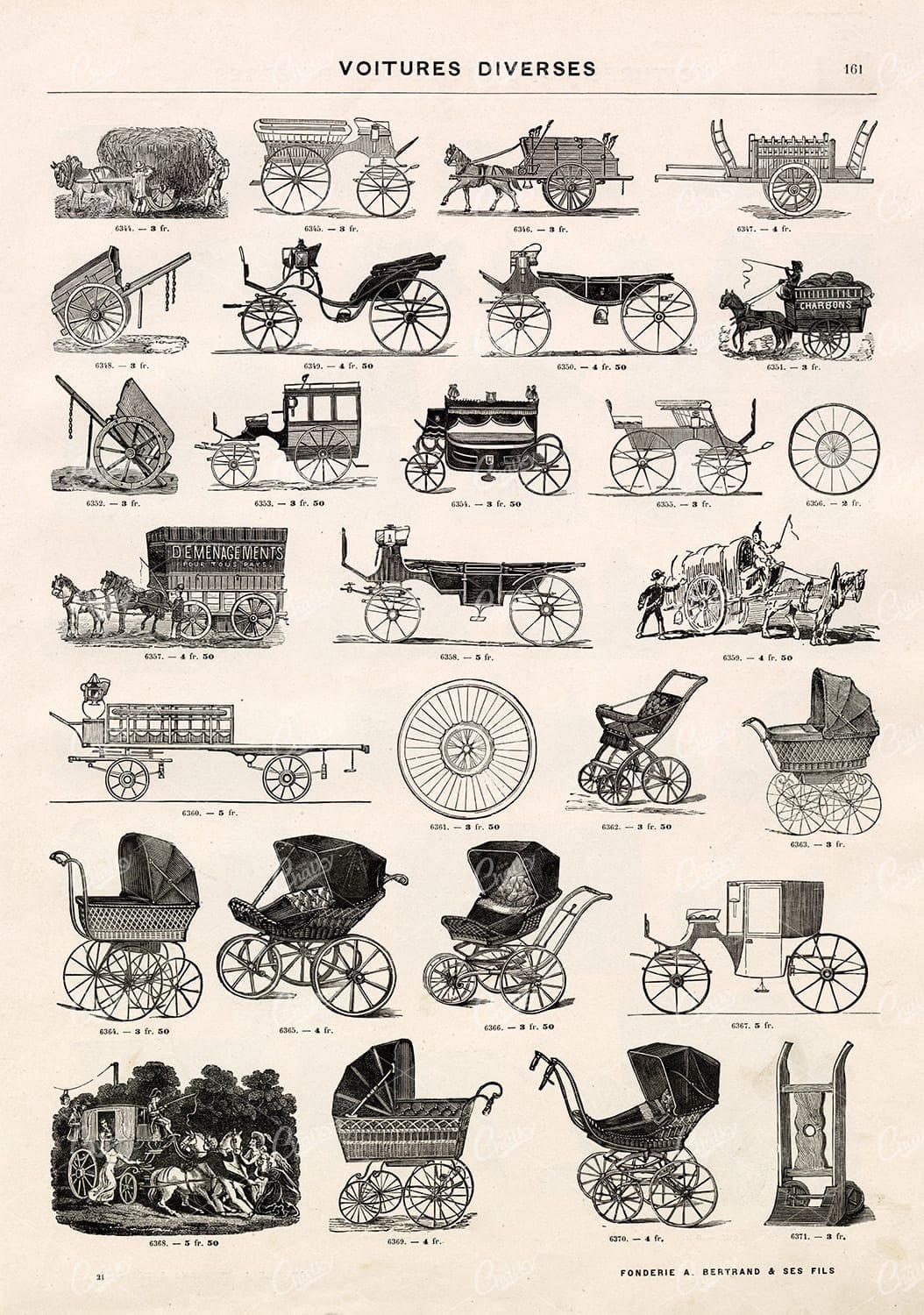 VINTAGE Pushchair / Chariot Illustrations - Antique Stock Art