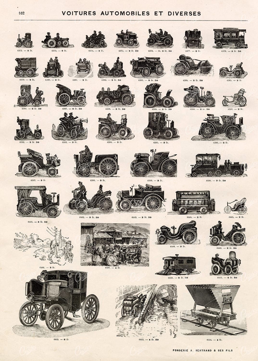 ANTIQUE Cars and Automobile Vignette Illustrations