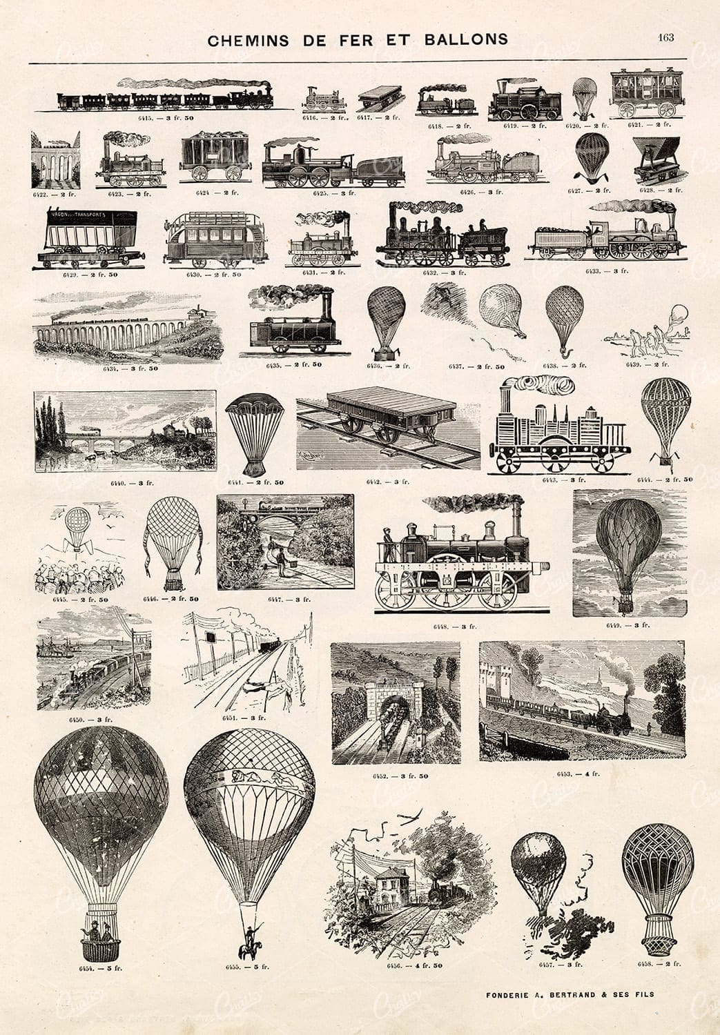 VINTAGE Trains and Balloons - Vignette Transport Illustrations