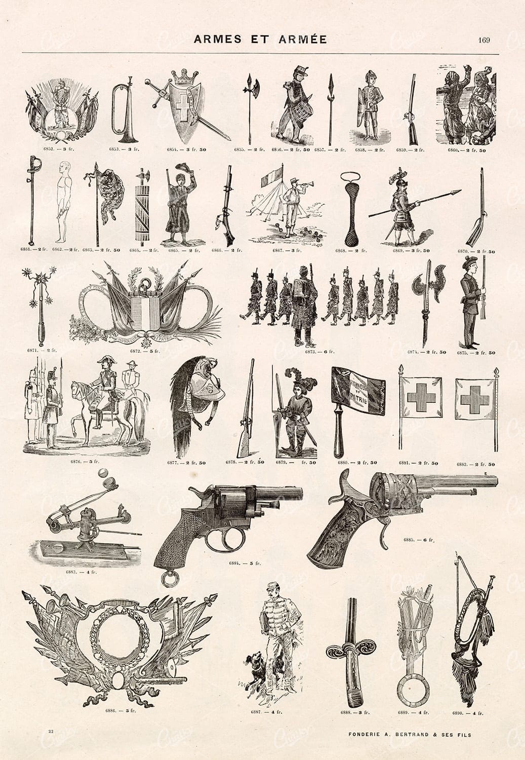 VINTAGE Image Sheet of Military Related Vignette Illustrations