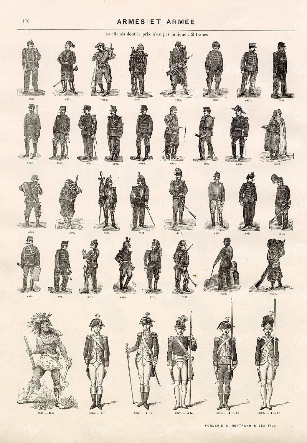 VINTAGE Image Sheet of Military Related Vignette Illustrations