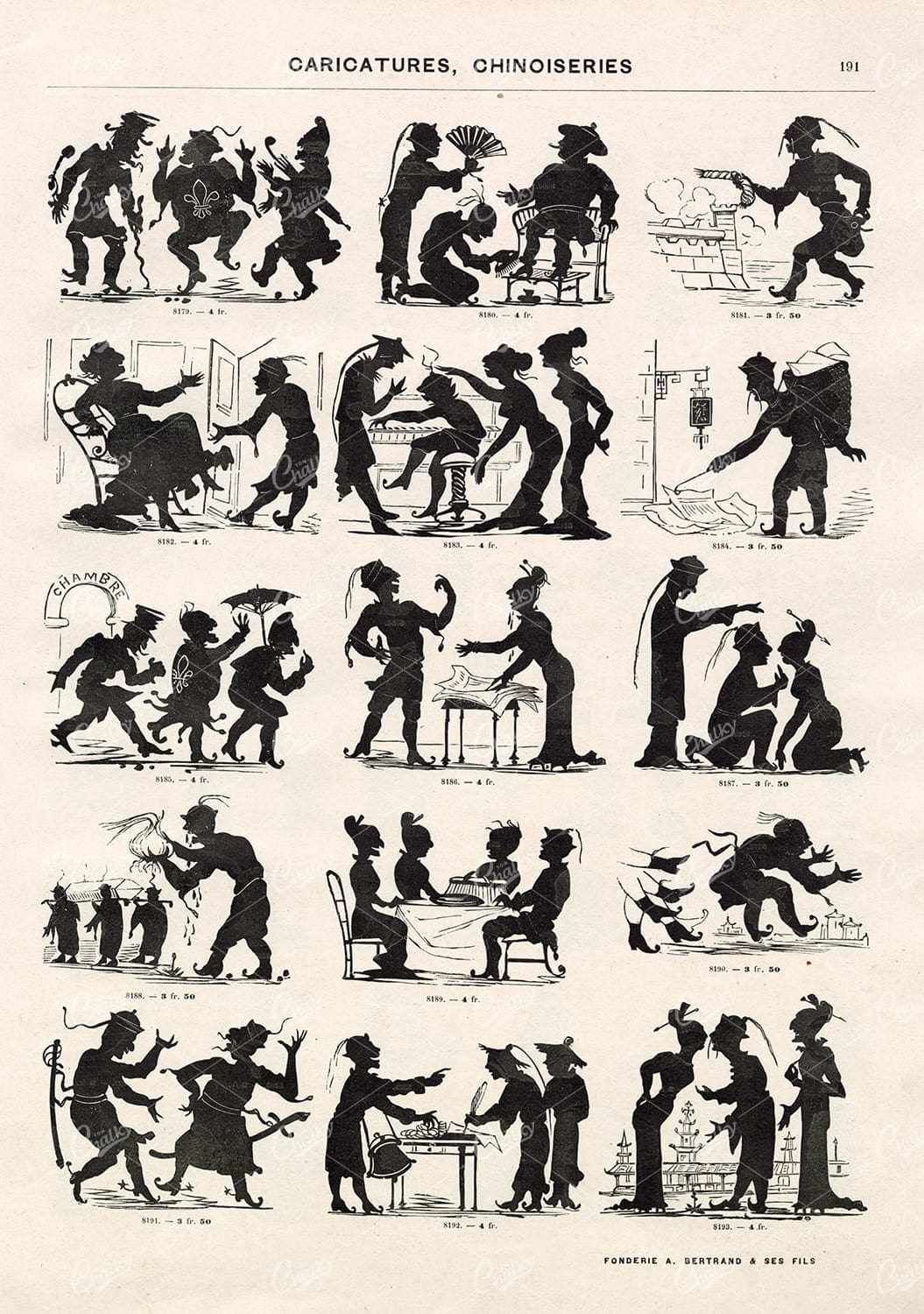 VINTAGE Selection of Silhouette Caricature Illustrations