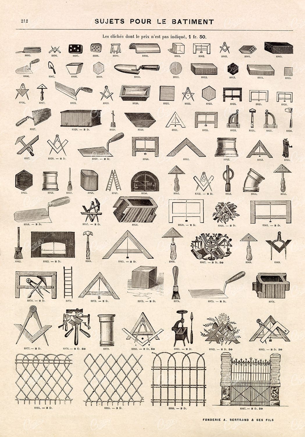 WORKER / Builders Tools - A Selection of Vintage Craftsmen Illustrations