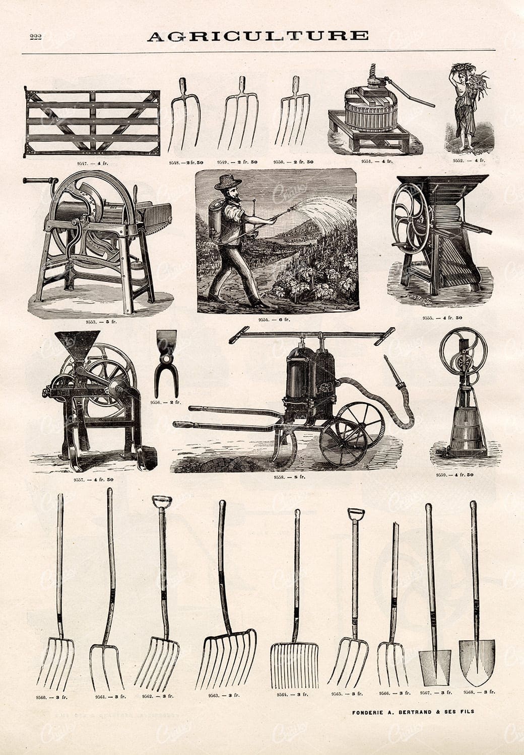 AGRICULTURE - A Miscellaneous Selection of Vintage Farming Illustrations