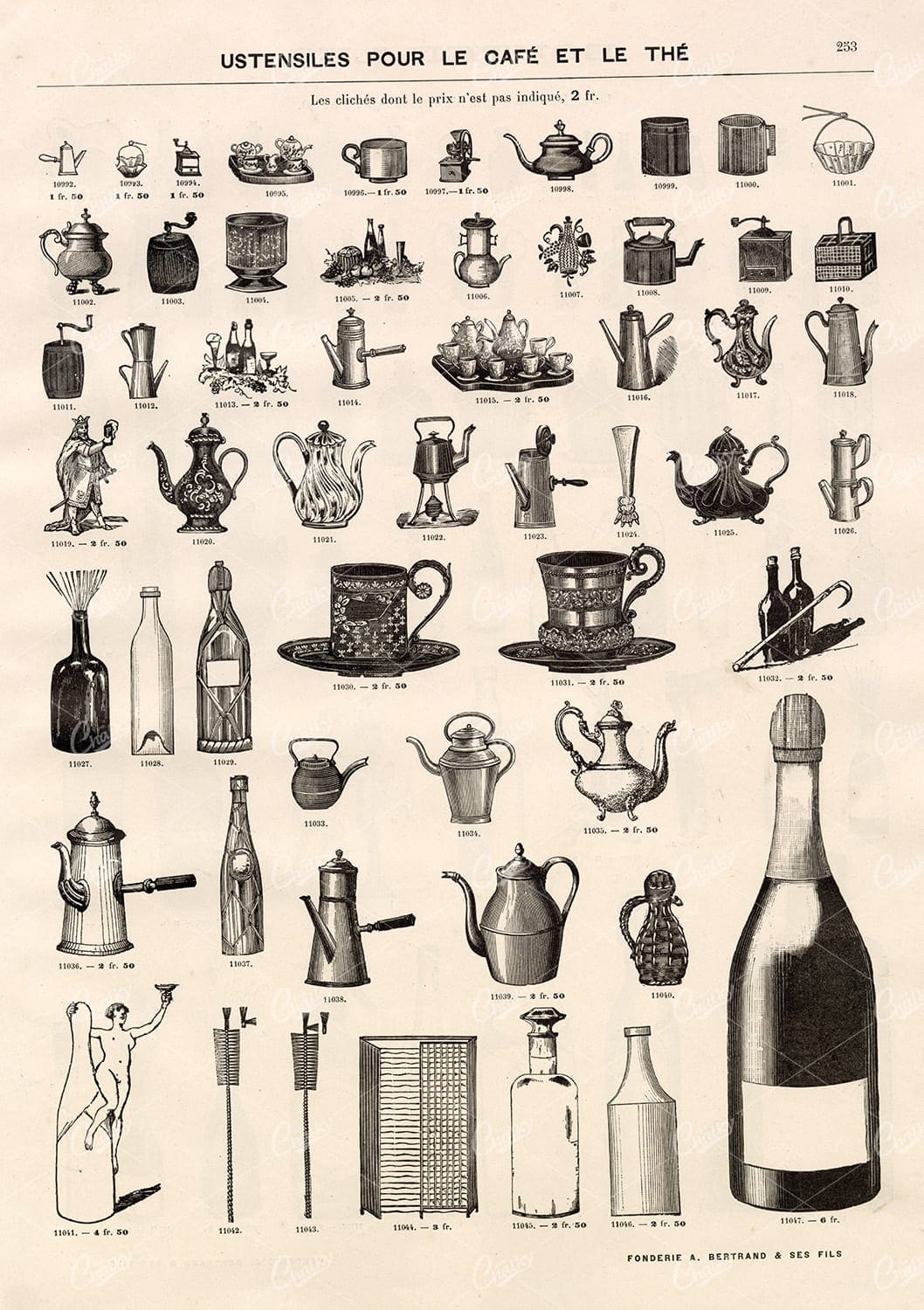 MISCELLANEOUS Selection of Antique Coffee and Tea Utensil Illustrations - Vintage Stock Art