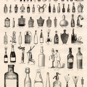 VINTAGE Selection of Drink Bottle Illustrations - Antique Line Art