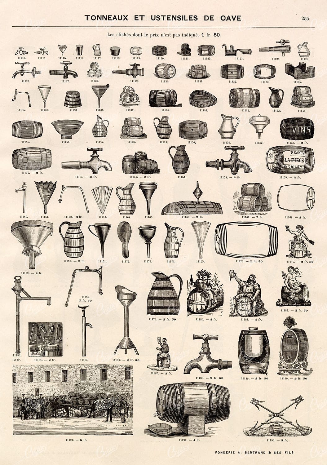 VINTAGE Selection of Brewery Illustrations - Barrels and Utensils