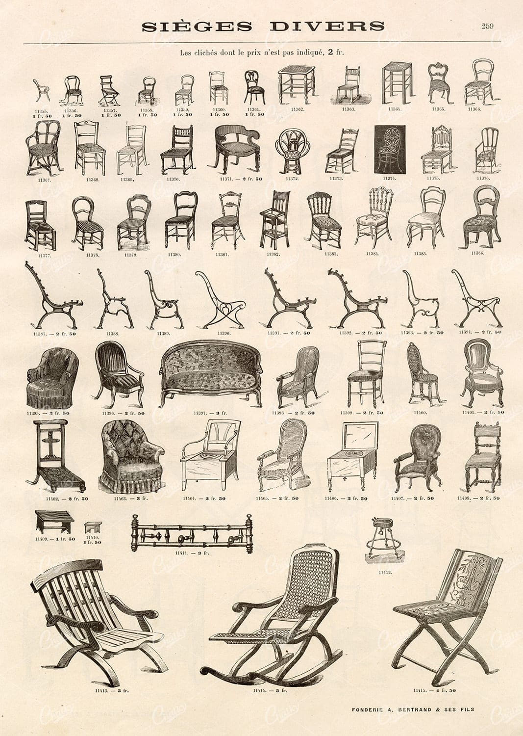 INTERIOR DESIGN - Vintage Selection of Furniture Illustrations - Old Stock Artwork