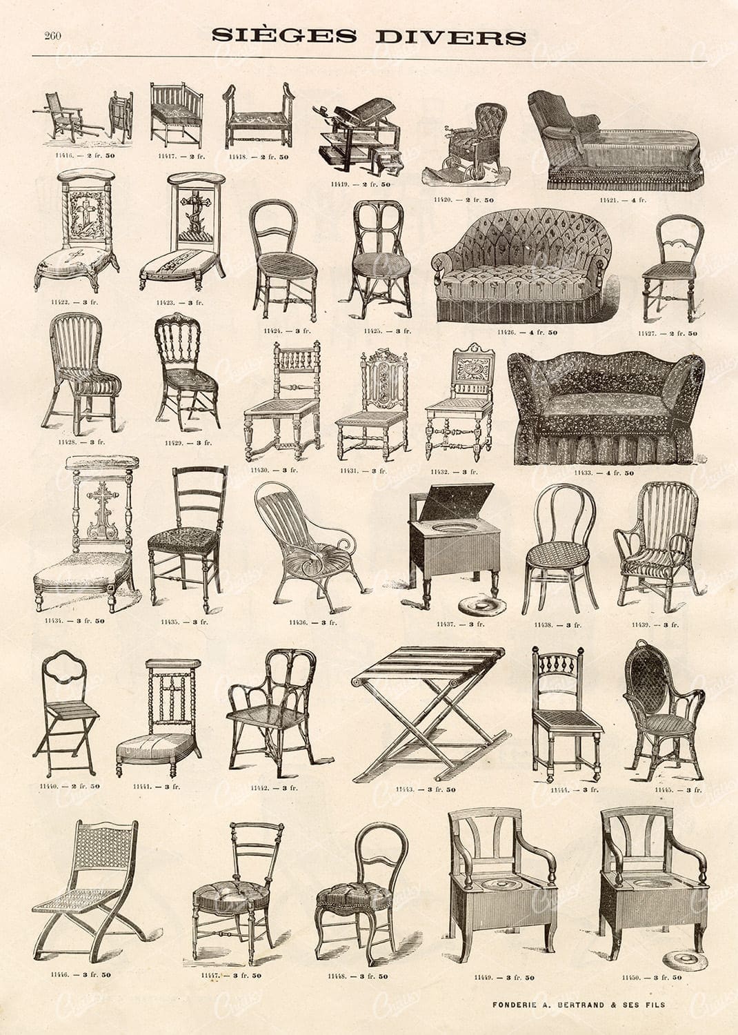 INTERIOR DESIGN - Vintage Selection of Furniture Illustrations - Old Stock Artwork