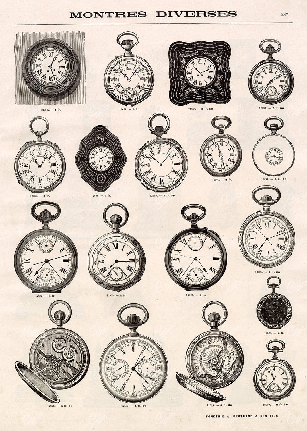 VINTAGE Selection of Pocket Watches - Antique Stock Artwork
