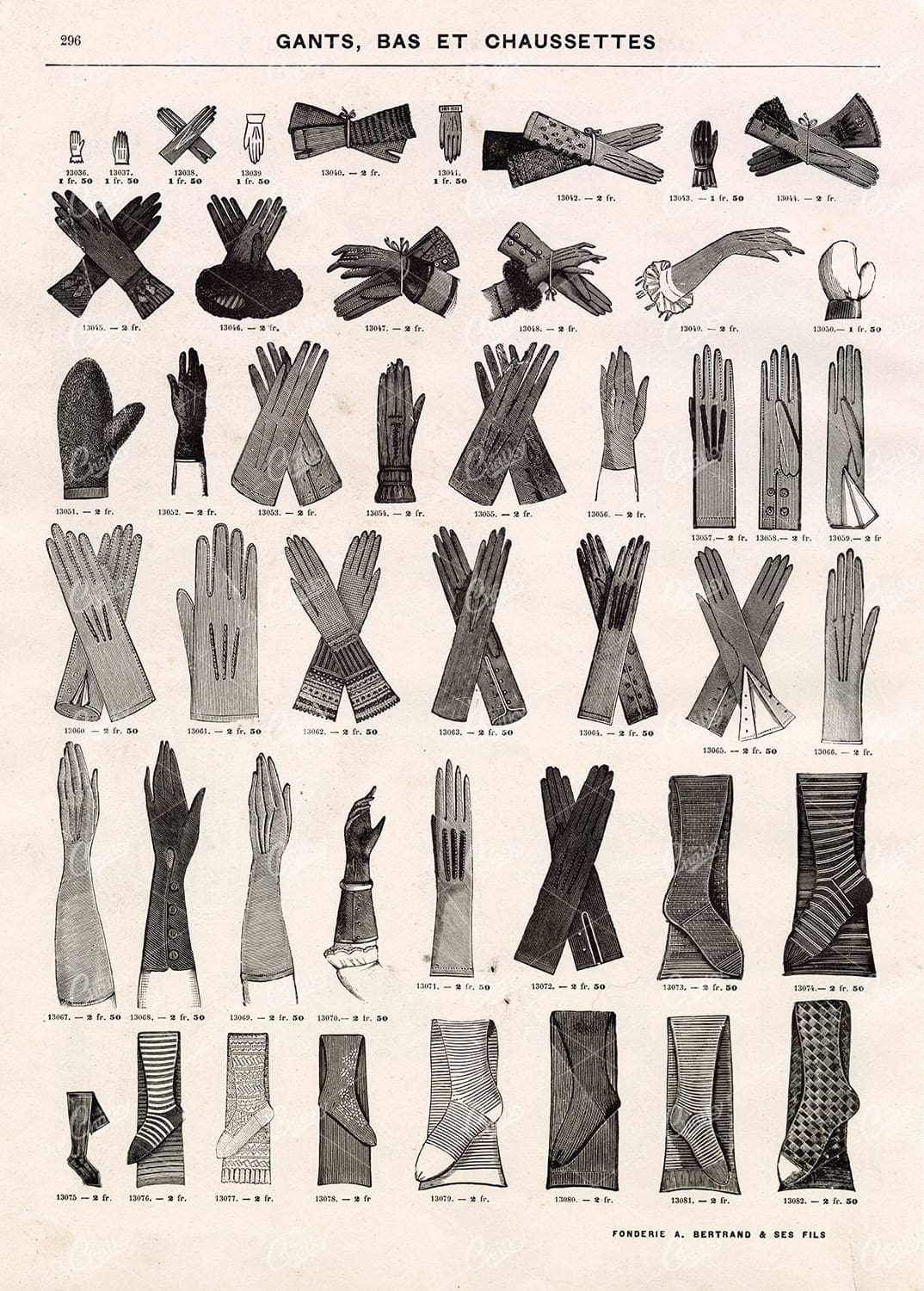 VINTAGE Selection of Gloves and Socks - Antique Stock Illustrations