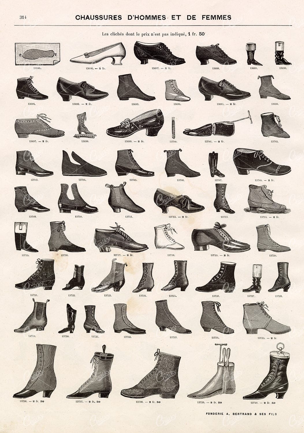 LADIES Fashion - Vintage Selection of Shoes - 1800s Stock Art