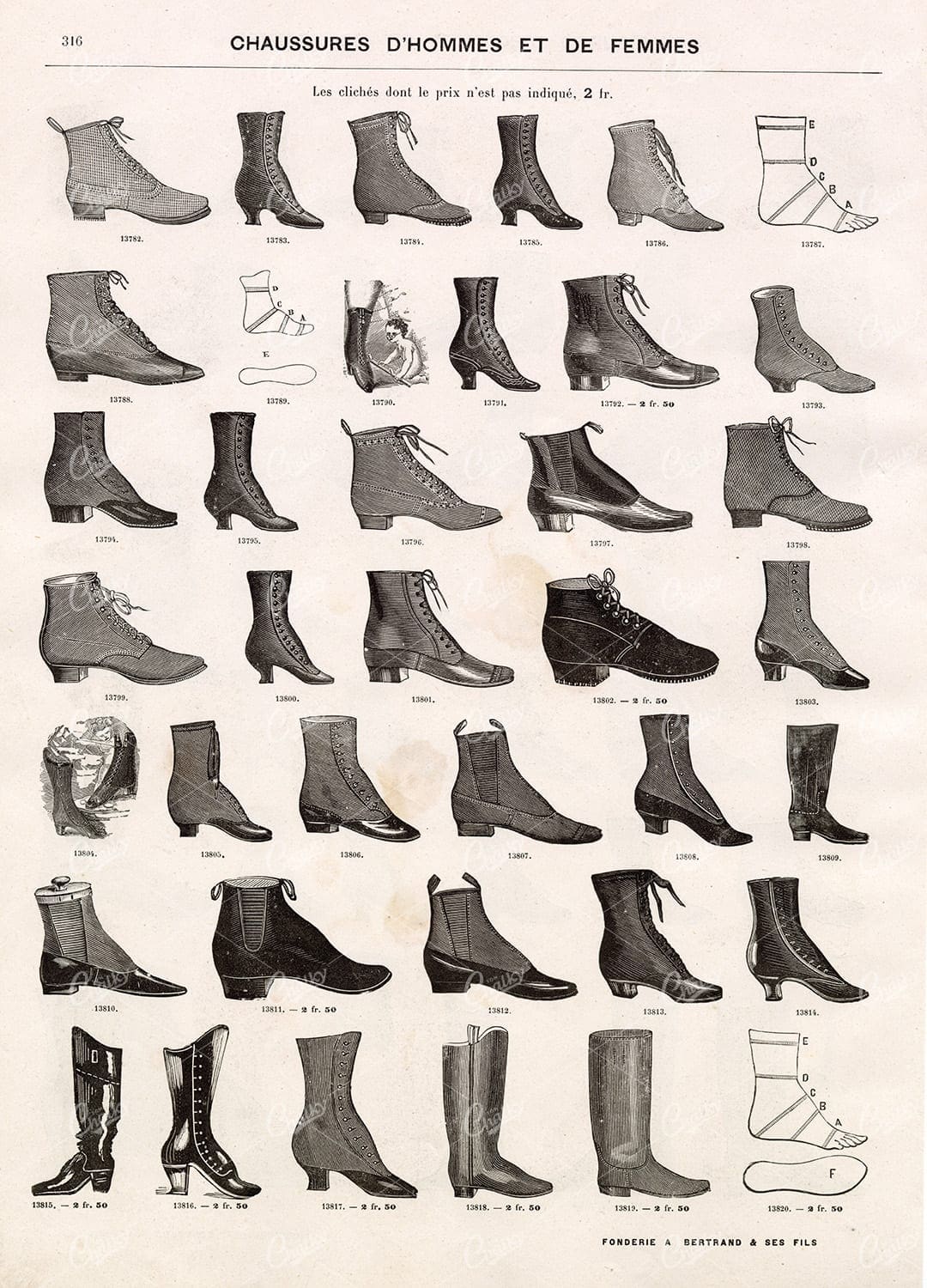 LADIES Fashion - Vintage Selection of Shoes - 1800s Stock Art
